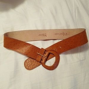 amazing warm brown genuine leather ostrich belt